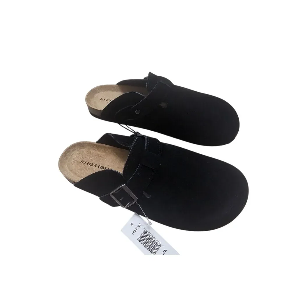 New Khombu Damien Men's Mule Suede Leather Shoe Black 10